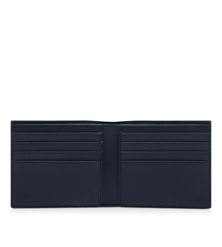 SUPPLE GRAIN LEATHER ELONGATED T LINE CLASSIC BIFOLD WALLET NAVY online